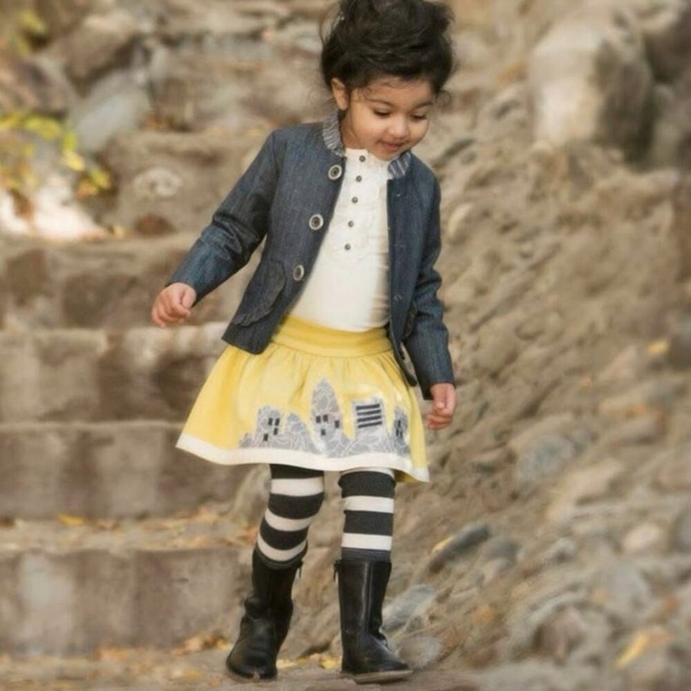 Persnickety Girls' Striped Leggings - Black & White Size 8